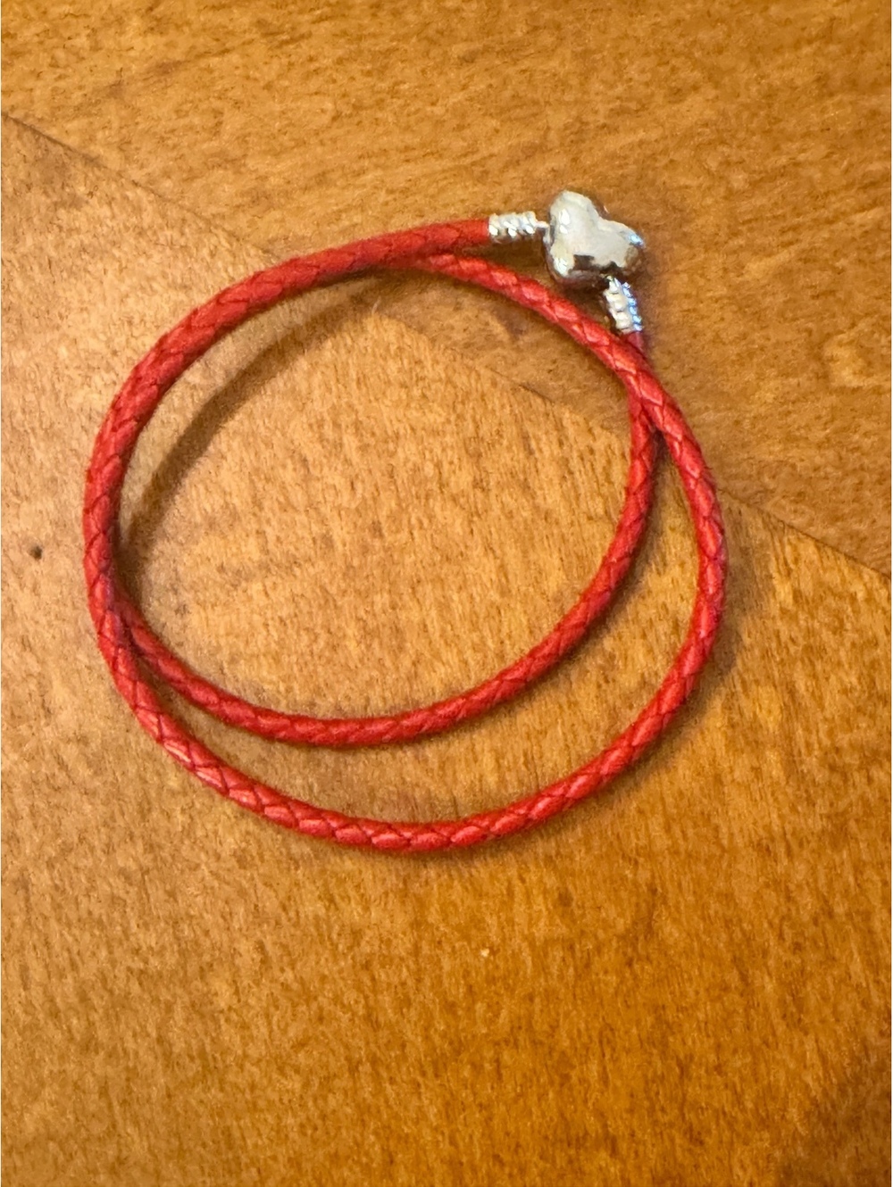Red Braided PU Leather Bracelet with Silver-tone Heart Clasp 539
